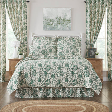 Dorset Green Floral King Quilt 105Wx95L VHC Brands - The Fox Decor